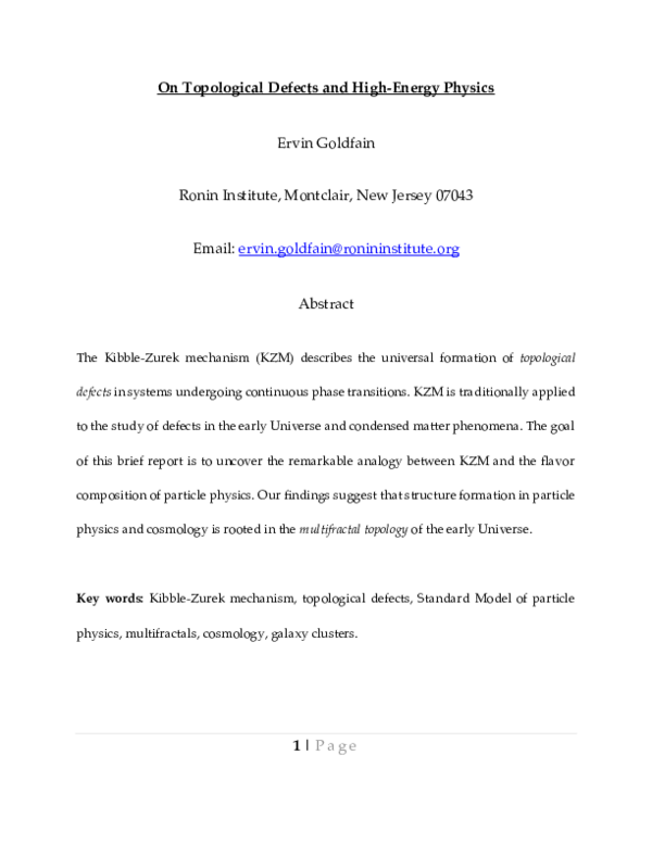 (PDF) On Topological Defects and High-Energy Physics