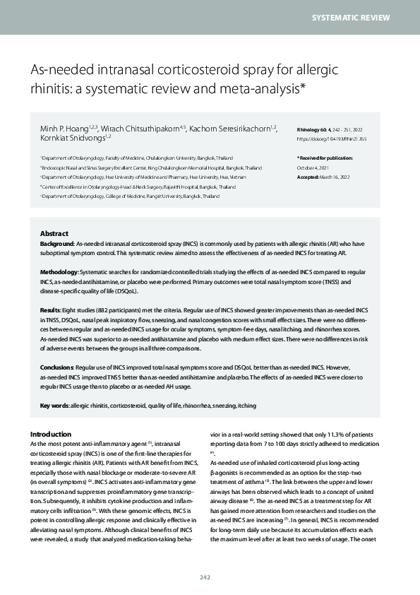 (PDF) As-needed intranasal corticosteroid spray for allergic rhinitis ...