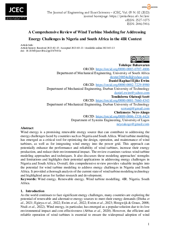 (PDF) A Comprehensive Review of Wind Turbine Modeling for Addressing ...