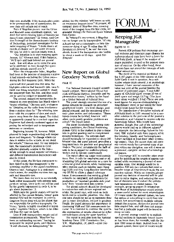 (PDF) Keeping JGR manageable