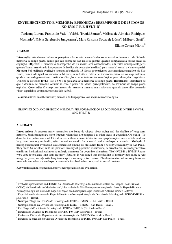 (PDF) Growing old and episodic memory: performance of 15 old people in ...