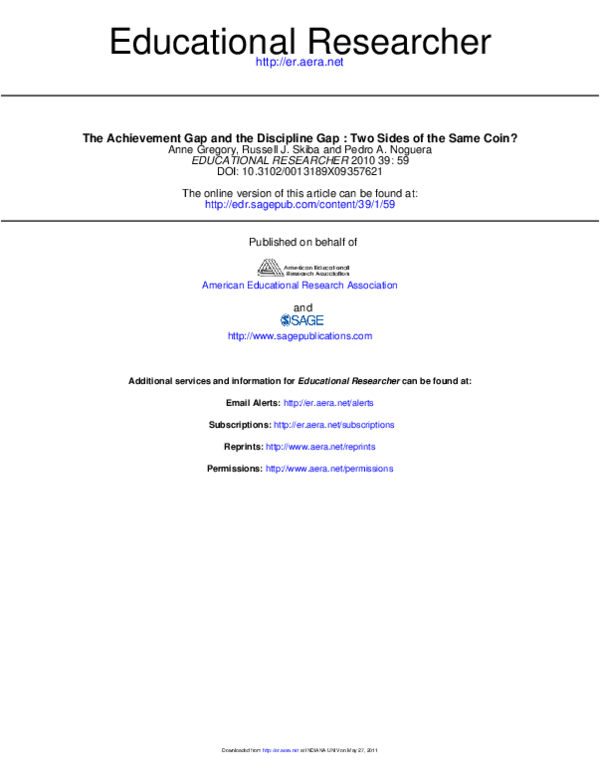 (PDF) The Achievement Gap and the Discipline Gap