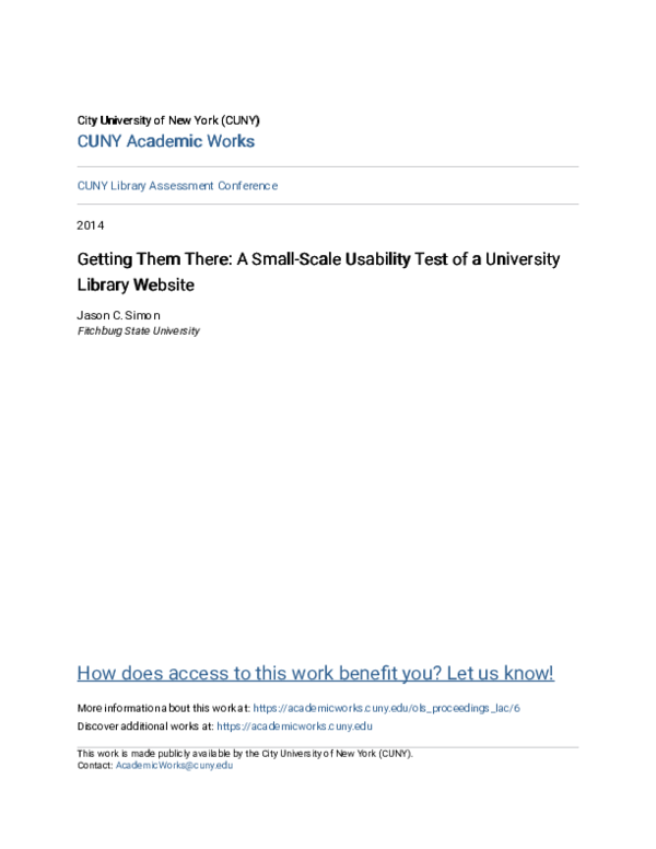 (PDF) Getting Them There: A Small-Scale Usability Test of a University ...
