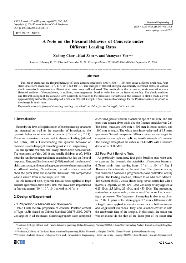 (PDF) A note on the flexural behavior of concrete under different ...