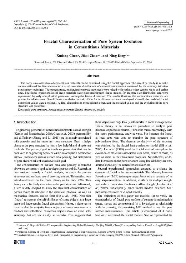 (PDF) Fractal characterization of pore system evolution in cementitious ...