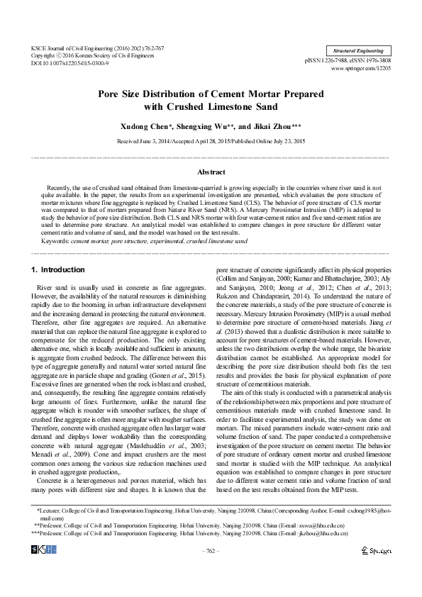 (PDF) Pore size distribution of cement mortar prepared with crushed ...
