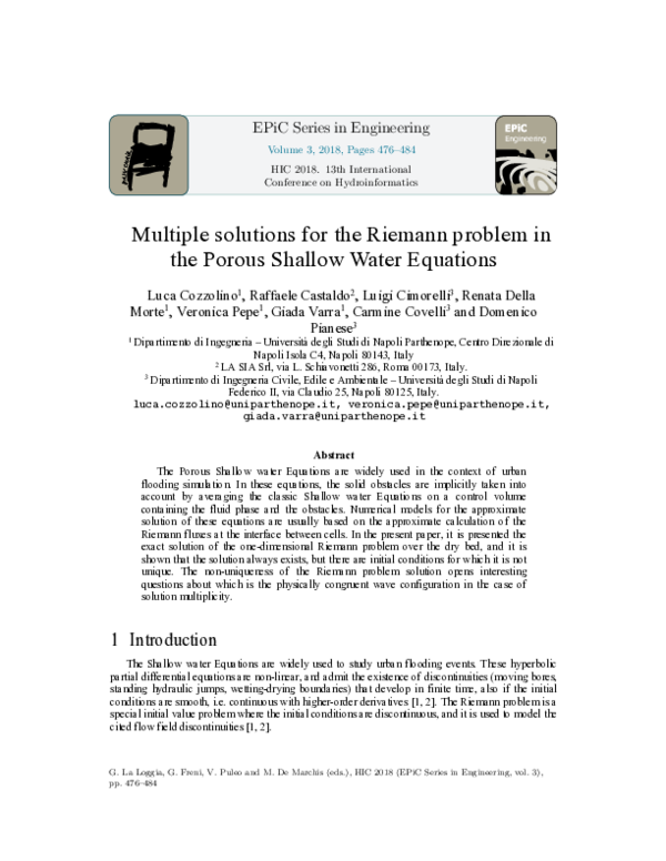 (PDF) Multiple Solutions for the Riemann Problem in the Porous Shallow ...