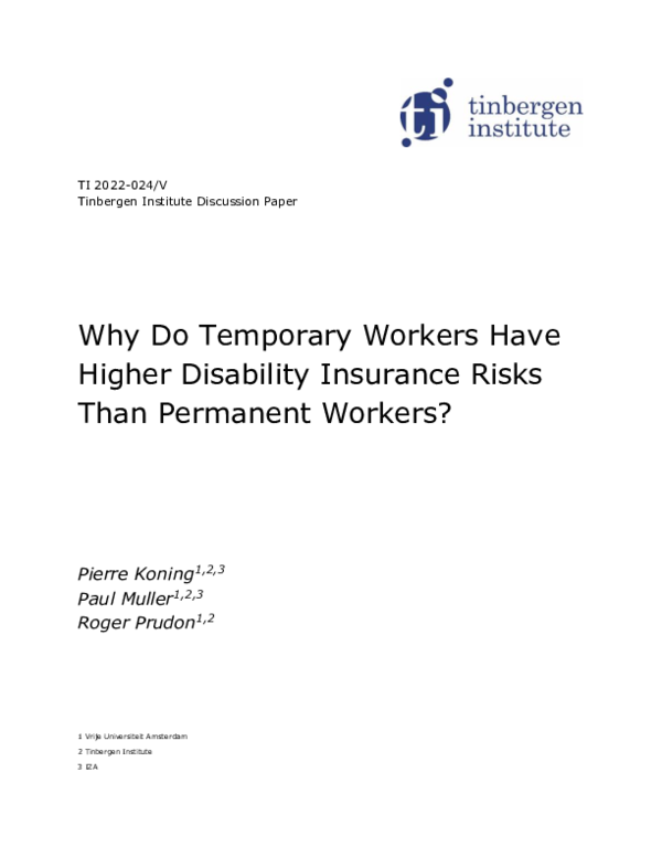 (PDF) Why Do Temporary Workers Have Higher Disability Insurance Risks ...