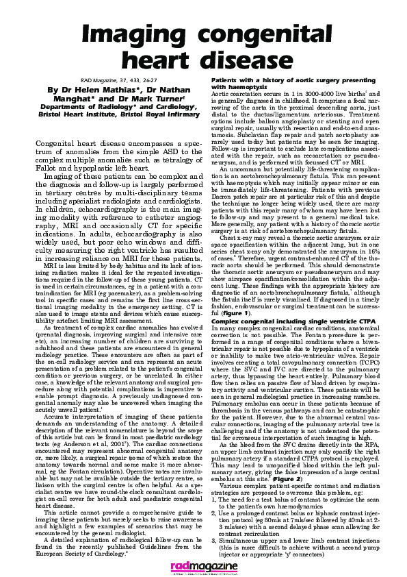 (PDF) Imaging in Congenital Heart Disease