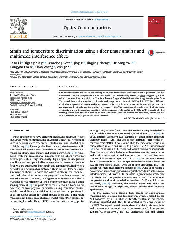 (PDF) Strain and temperature discrimination using a fiber Bragg grating ...