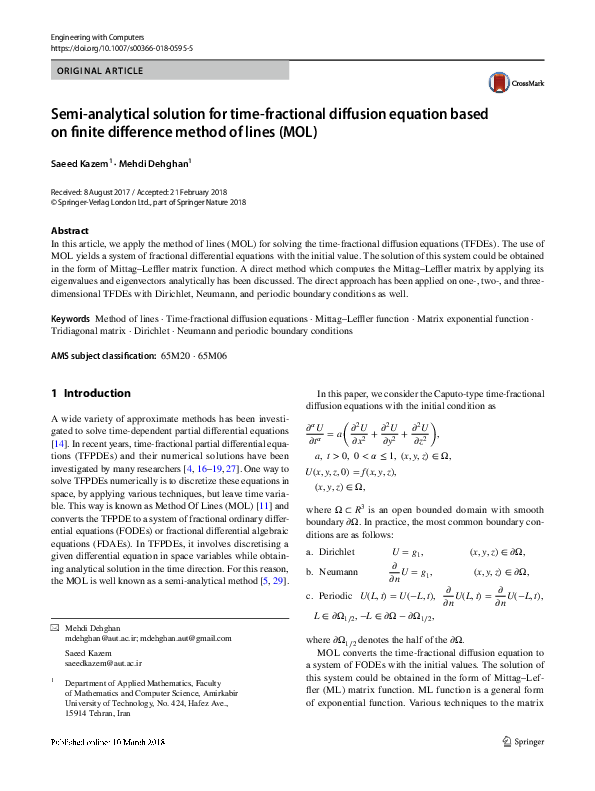 (PDF) Semi-analytical solution for time-fractional diffusion equation ...