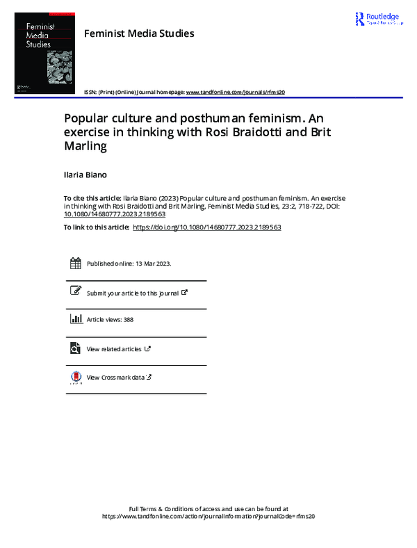 (PDF) (2023) Popular culture and posthuman feminism. An exercise in ...
