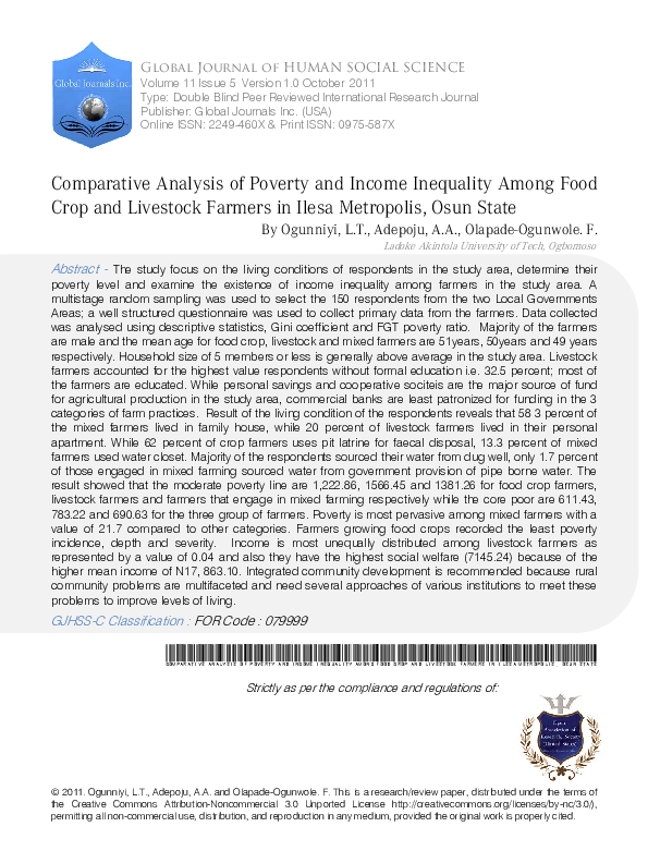 (PDF) Comparative Analysis of Poverty and Income Inequality Among Food ...