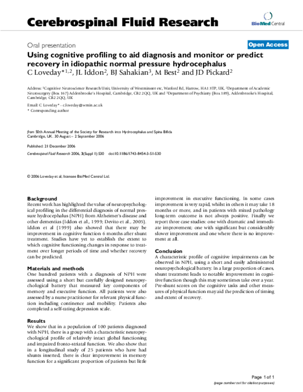 (PDF) Using cognitive profiling to aid diagnosis and monitor or predict ...
