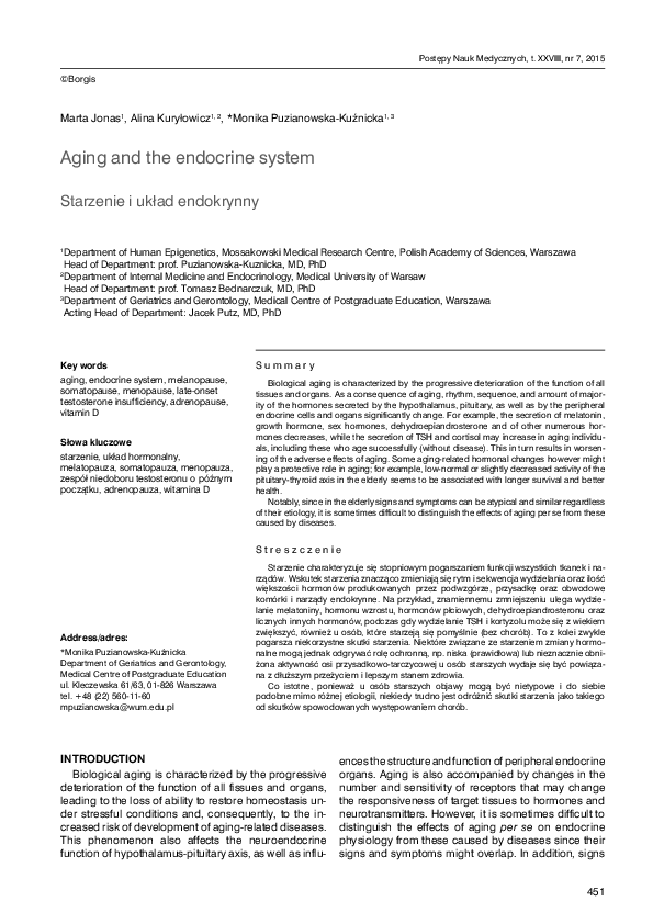 (PDF) Aging and the endocrine system