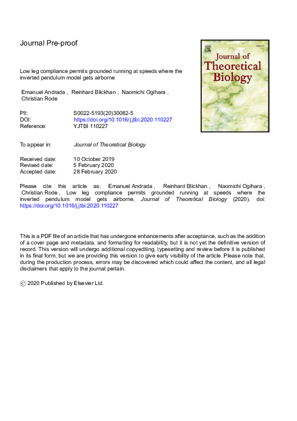 (PDF) Low leg compliance permits grounded running at speeds where the ...