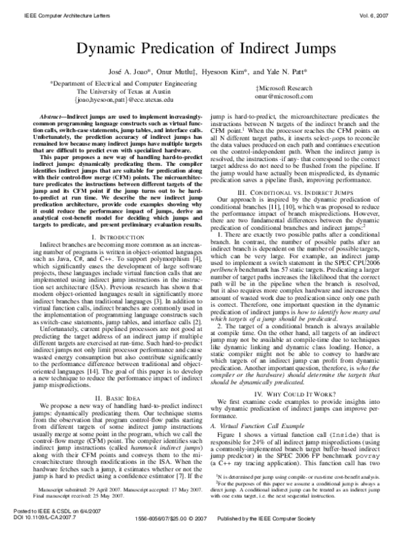 (PDF) Dynamic Predication of Indirect Jumps