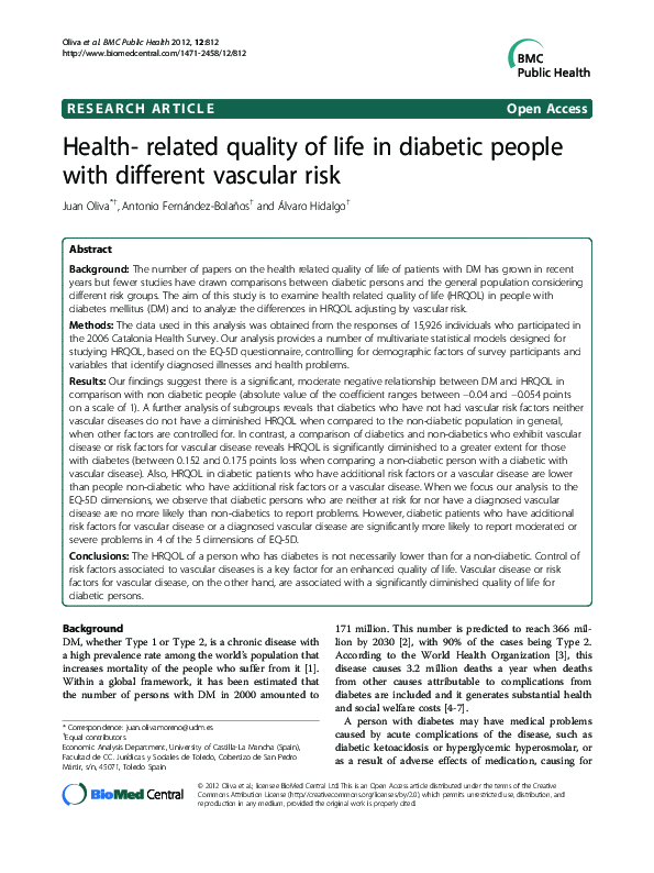 (PDF) Health- related quality of life in diabetic people with different ...