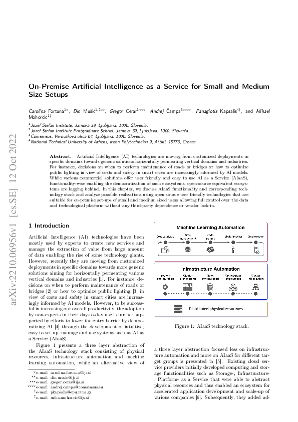 (PDF) On-Premise Artificial Intelligence as a Service for Small and ...