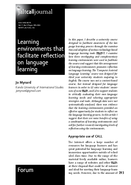 Pdf Learning Environments That Facilitate Reflection On Language Learning Pdf Learning Environments That Facilitate Reflection On Language Learning