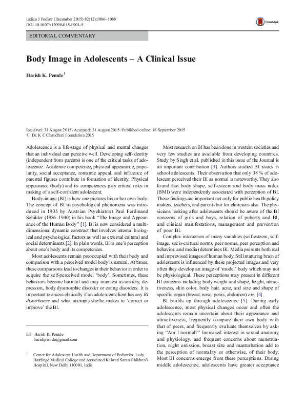 (PDF) Body Image in Adolescents – A Clinical Issue
