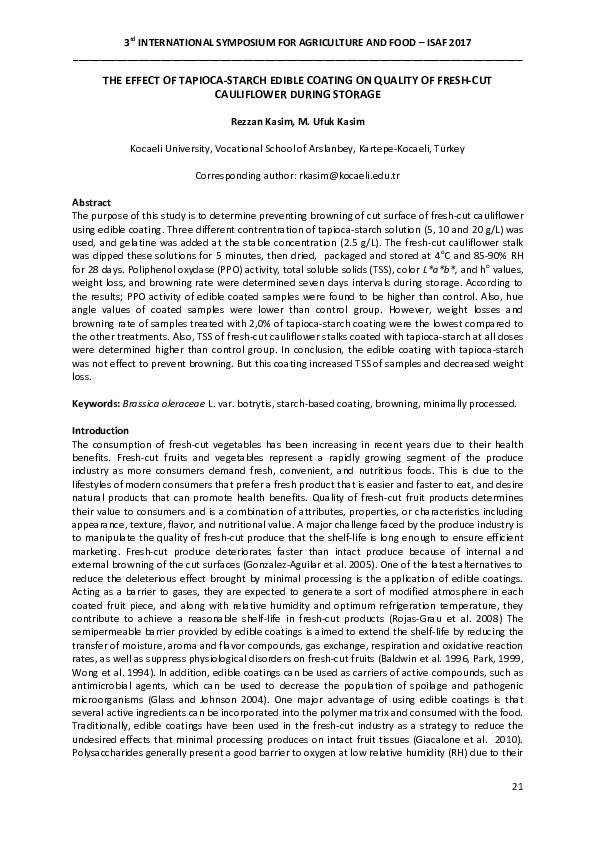 (PDF) The Effect of Tapioca-Starch Edible Coating on Quality of Fresh ...