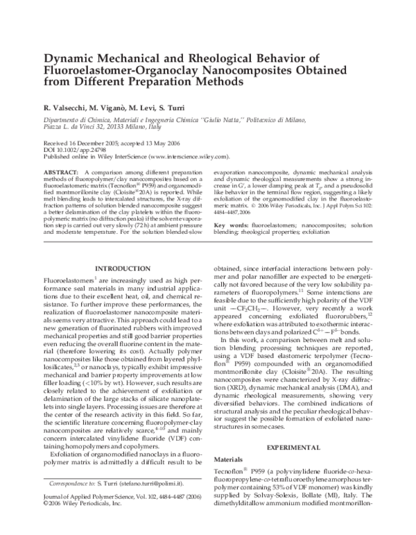 (PDF) Dynamic mechanical and rheological behavior of fluoroelastomer ...