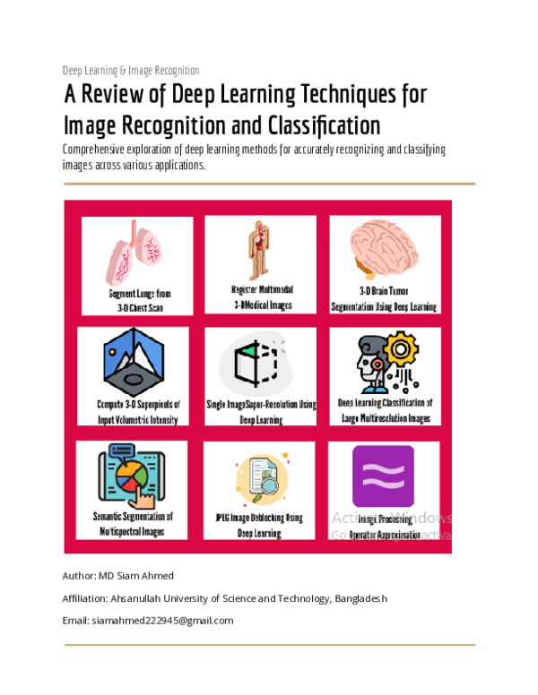(PDF) A Review of Deep Learning Techniques for Image Recognition and ...