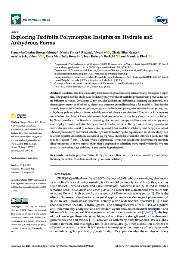(PDF) Exploring Taxifolin Polymorphs: Insights on Hydrate and Anhydrous ...