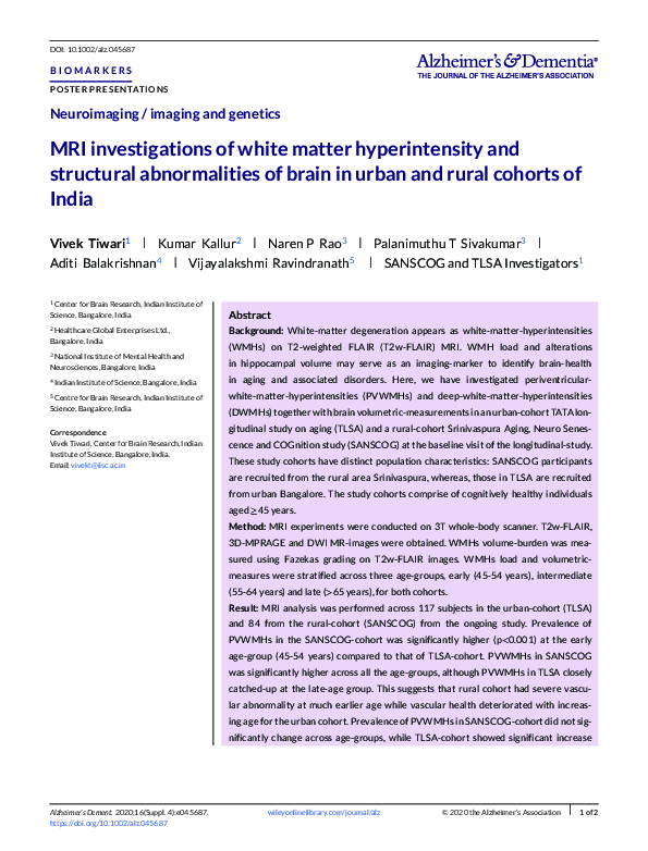 (PDF) MRI investigations of white matter hyperintensity and structural ...
