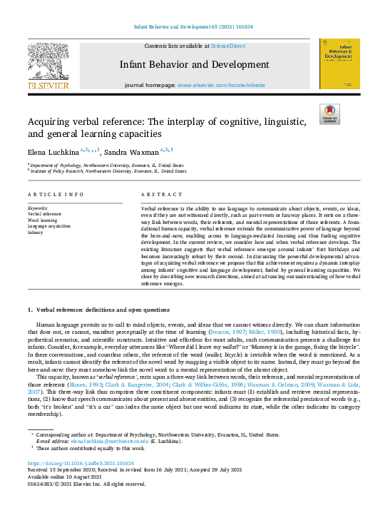 (PDF) Acquiring verbal reference: The interplay of cognitive ...