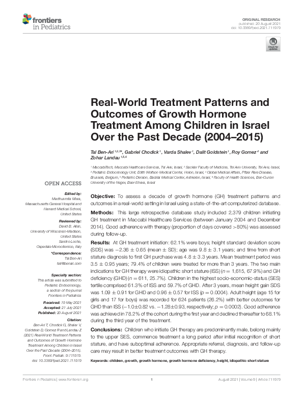 (PDF) Real-World Treatment Patterns and Outcomes of Growth Hormone ...
