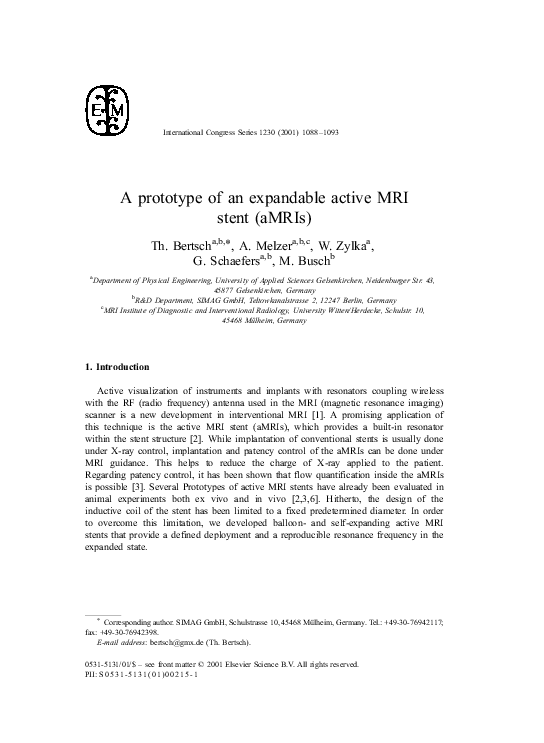 (PDF) A prototype of an expandable active MRI stent (aMRIs)
