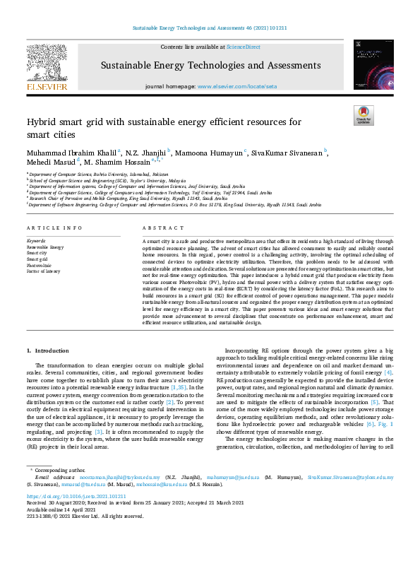 (PDF) Hybrid smart grid with sustainable energy efficient resources for ...