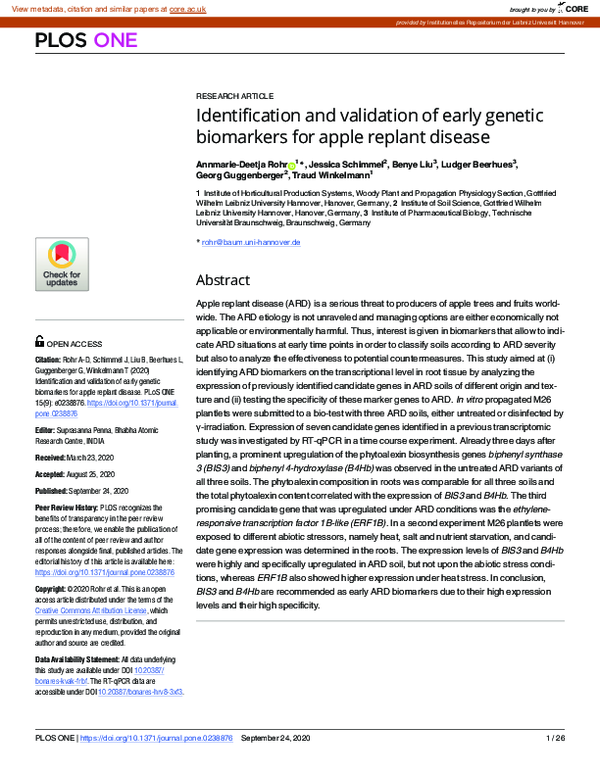 (PDF) Identification and validation of early genetic biomarkers for ...