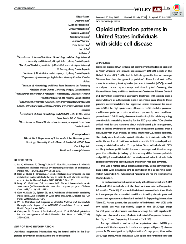 (PDF) Opioid utilization patterns in United States individuals with ...