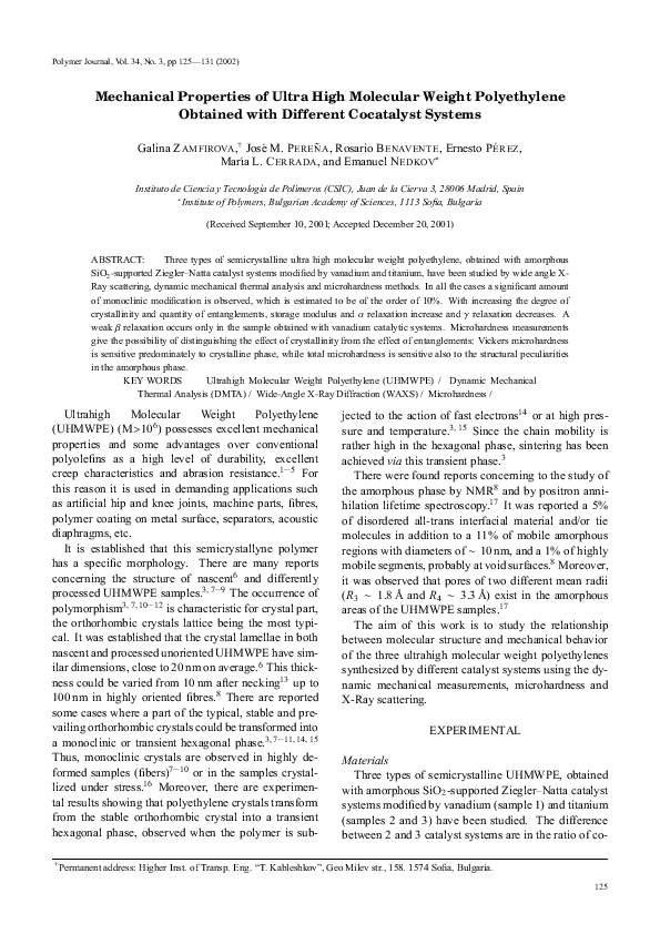 (PDF) Mechanical Properties of Ultra High Molecular Weight Polyethylene ...