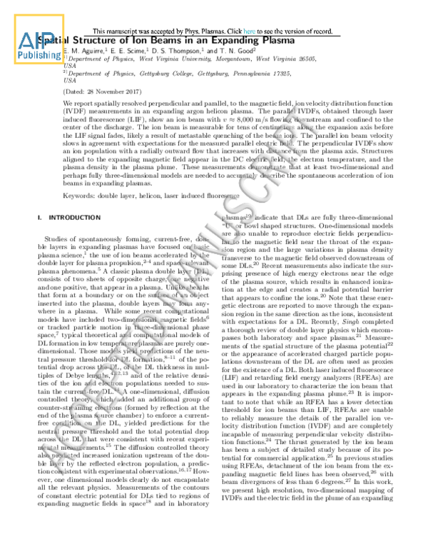 (PDF) Spatial structure of ion beams in an expanding plasma