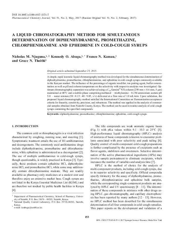 (PDF) A liquid chromatography method for the simultaneous determination ...