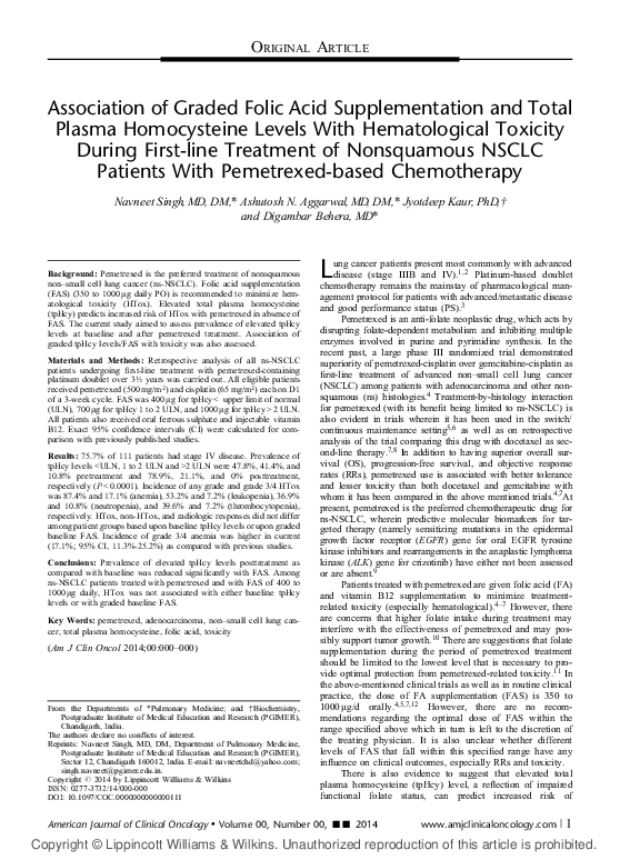 (PDF) Association of Graded Folic Acid Supplementation and Total Plasma ...