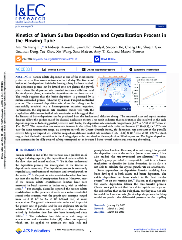 (PDF) Kinetics of Barium Sulfate Deposition and Crystallization Process ...