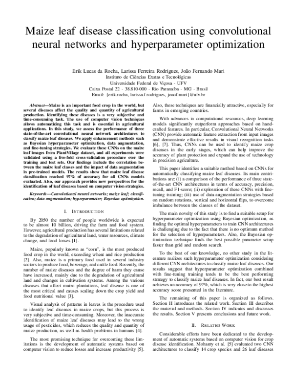 (PDF) Maize leaf disease classification using convolutional neural ...