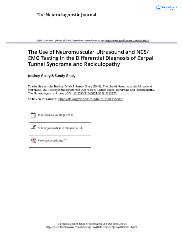 (PDF) The Use of Neuromuscular Ultrasound and NCS/EMG Testing in the ...