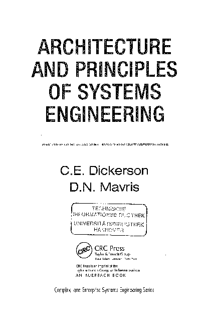 (PDF) Architecture and Principles of Systems Engineering