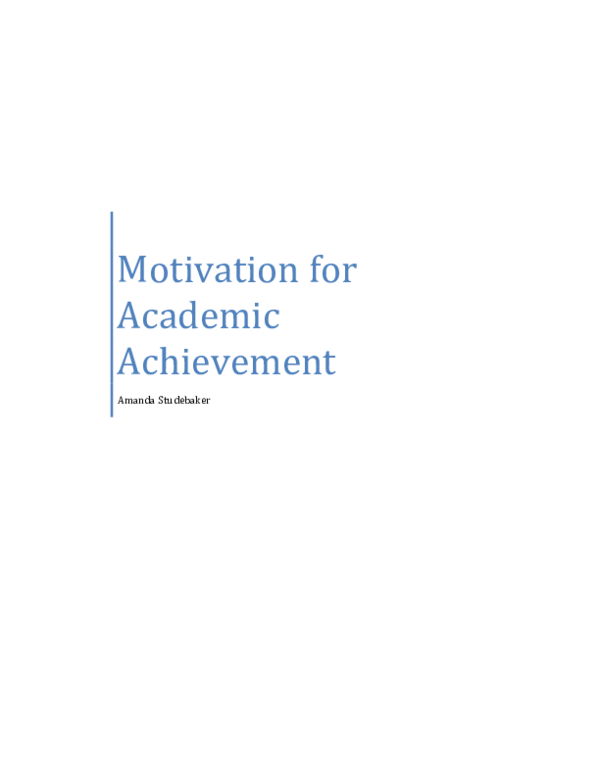 (DOC) Motivation for Academic Achievement