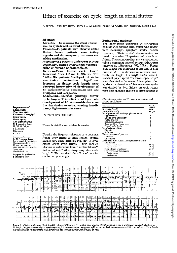 (PDF) Effect of exercise on cycle length in atrial flutter