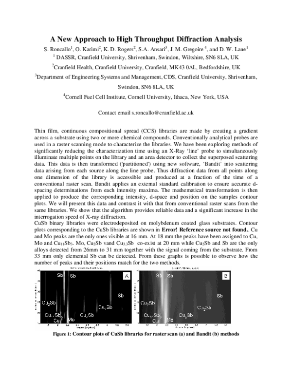 (PDF) D-15 A New Approach to High Throughput Diffraction Analysis