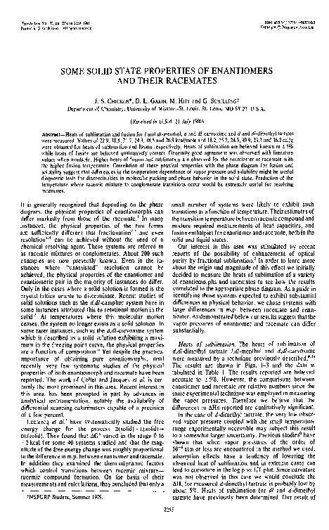 (PDF) Some solid state properties of enantiomers and their racemates