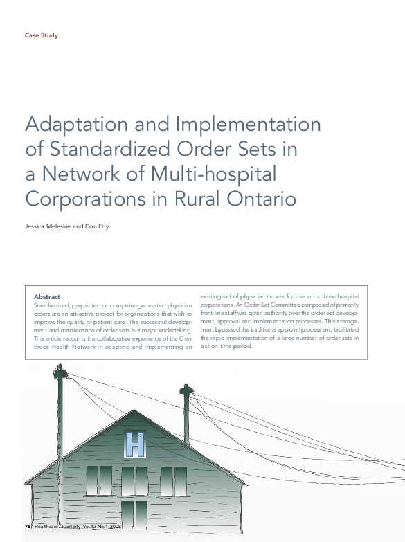 (PDF) Adaptation and Implementation of Standardized Order Sets in a ...