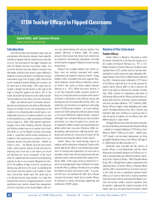 (PDF) STEM Teacher Efficacy in Flipped Classrooms